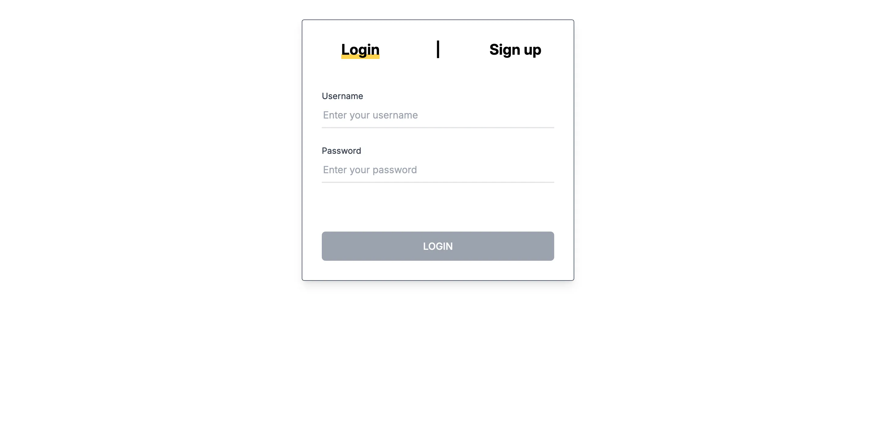 Login page