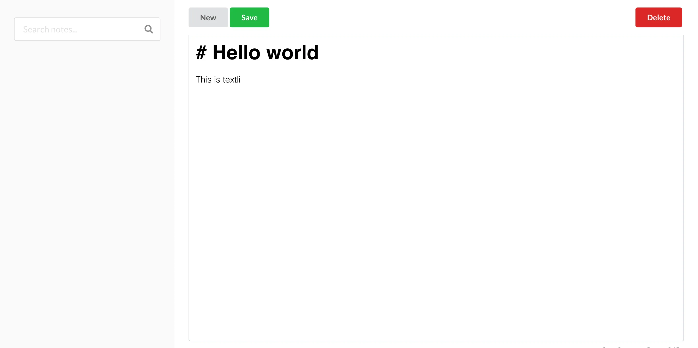 Screenshot of first version of the app