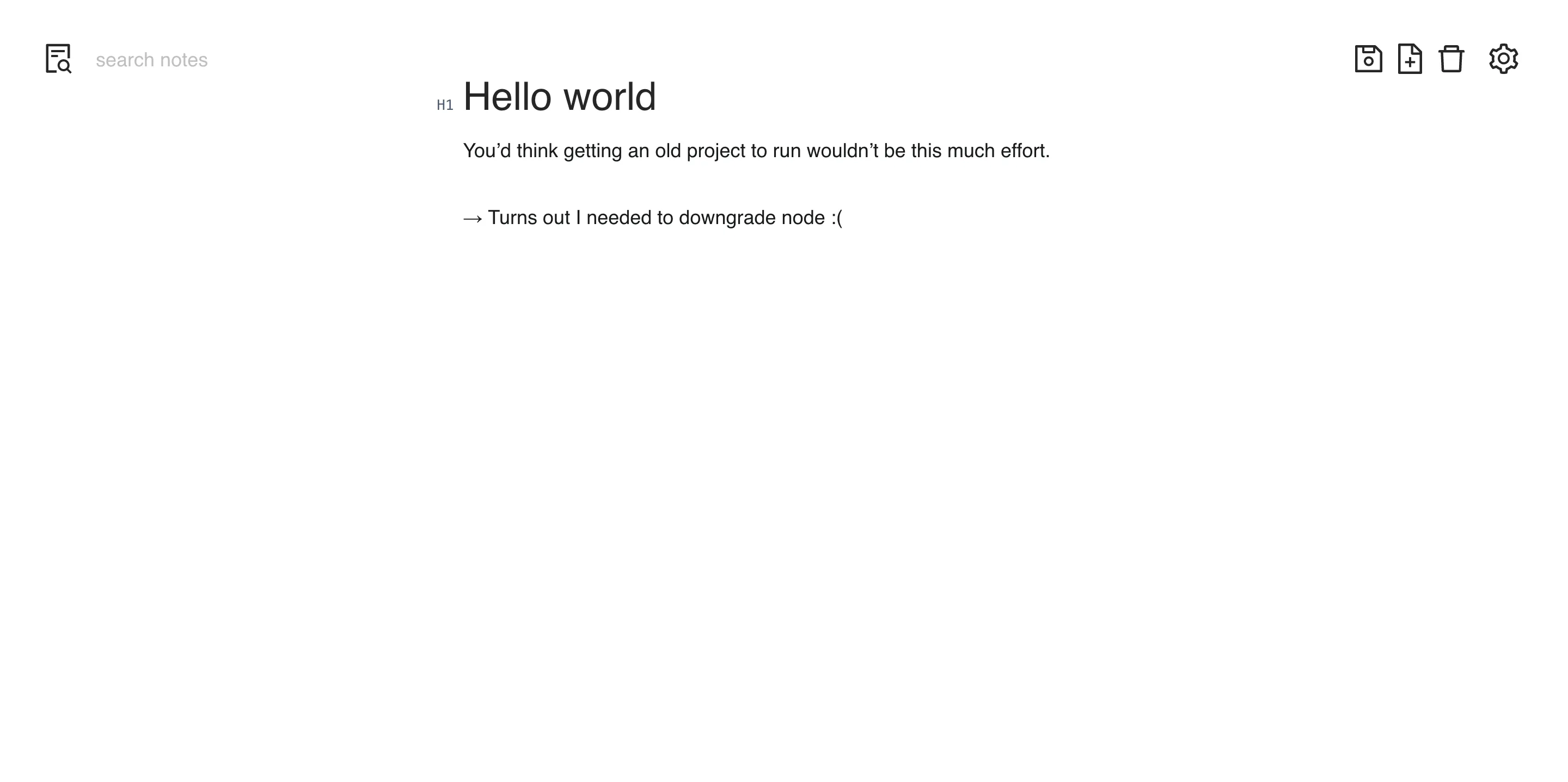 Screenshot of second version of the app