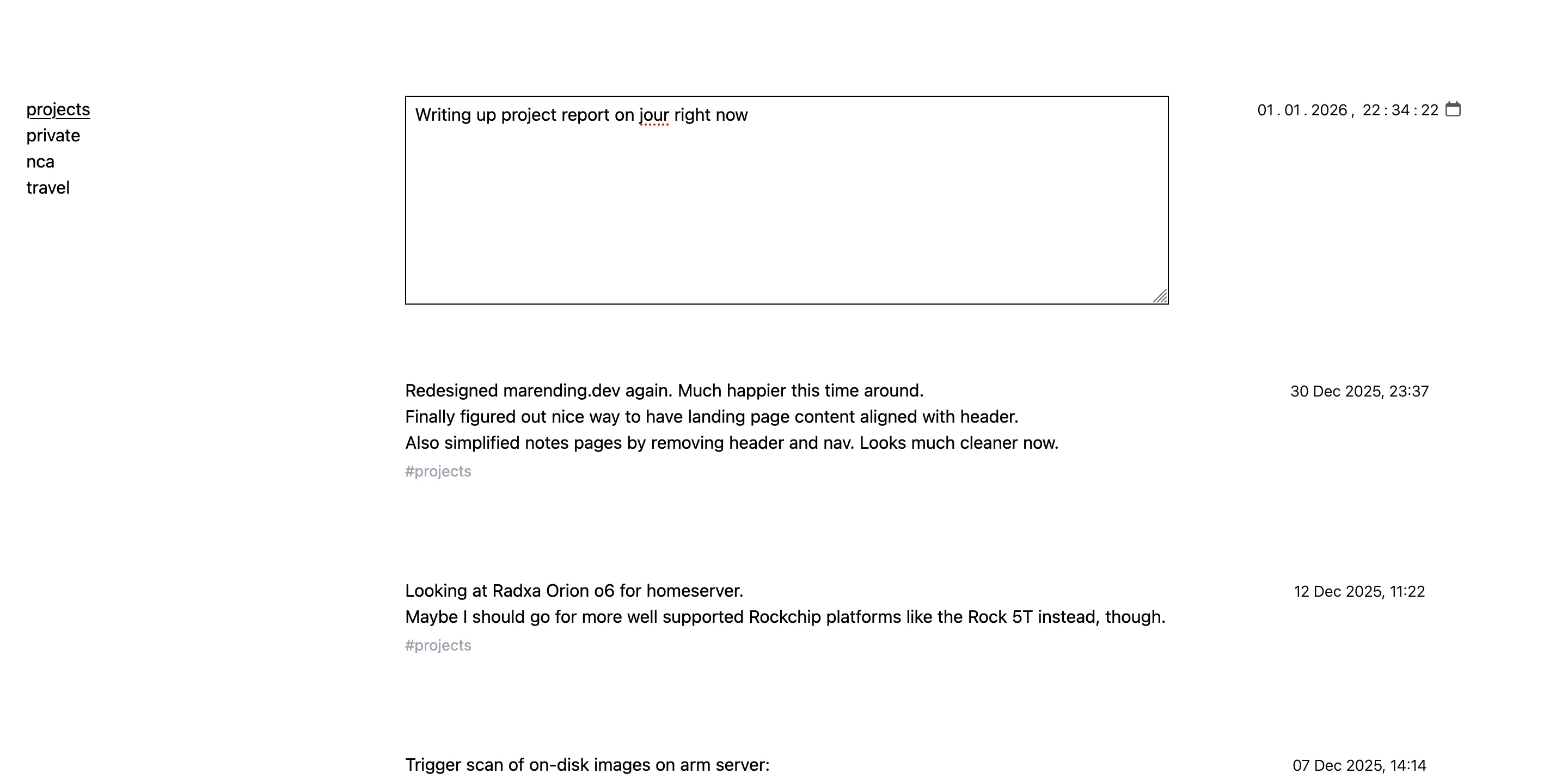 Screenshot of jour